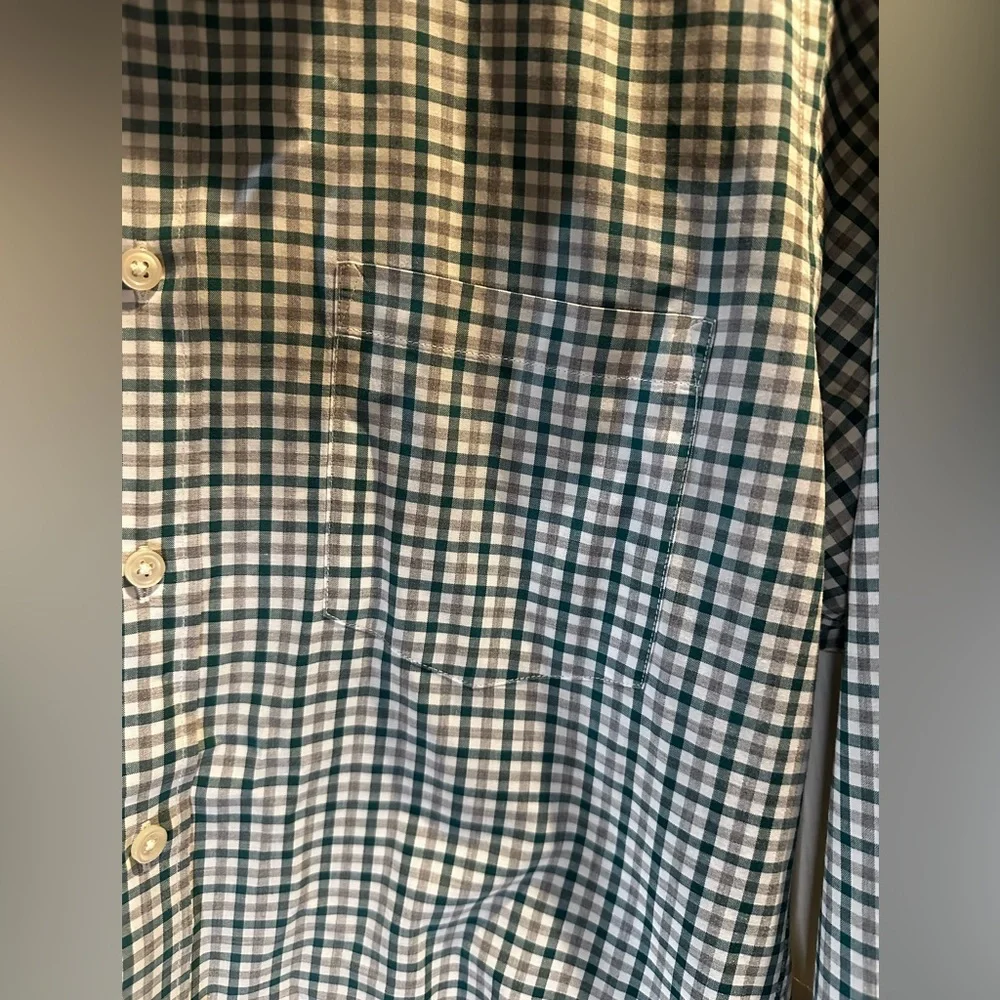 J Crew Men’s‎ Long Sleeve Button Up Slim Small Green Grey Plaid Checkered